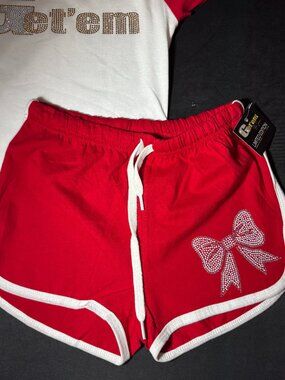 Get'em Proseries Bow Rhinestone Shorts Red